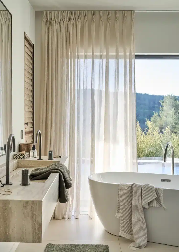voilage taupo naturel salle de bain